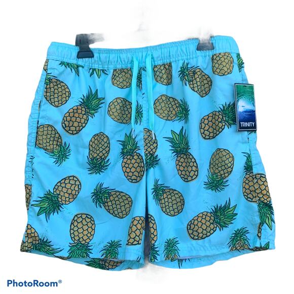Trinity swim trunks teal pineapples size large NEW - Picture 1 of 4